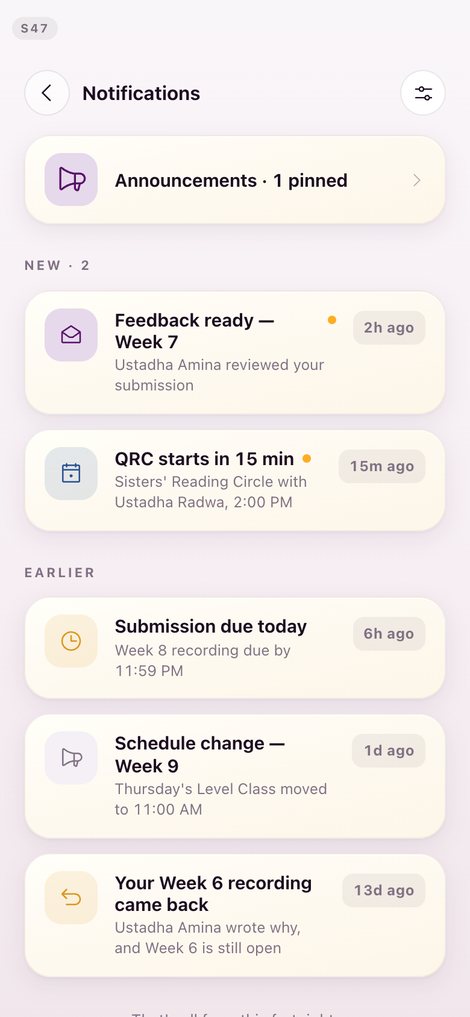 notifications, v16