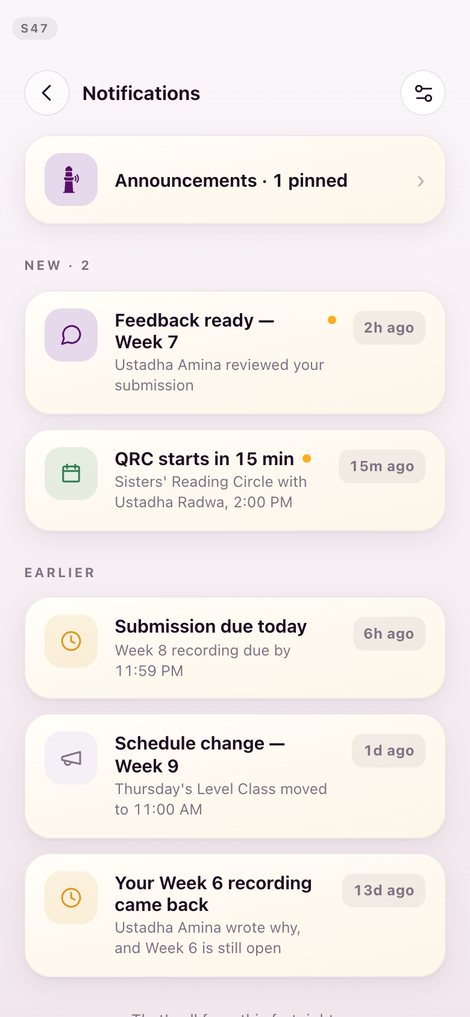 notifications, v15