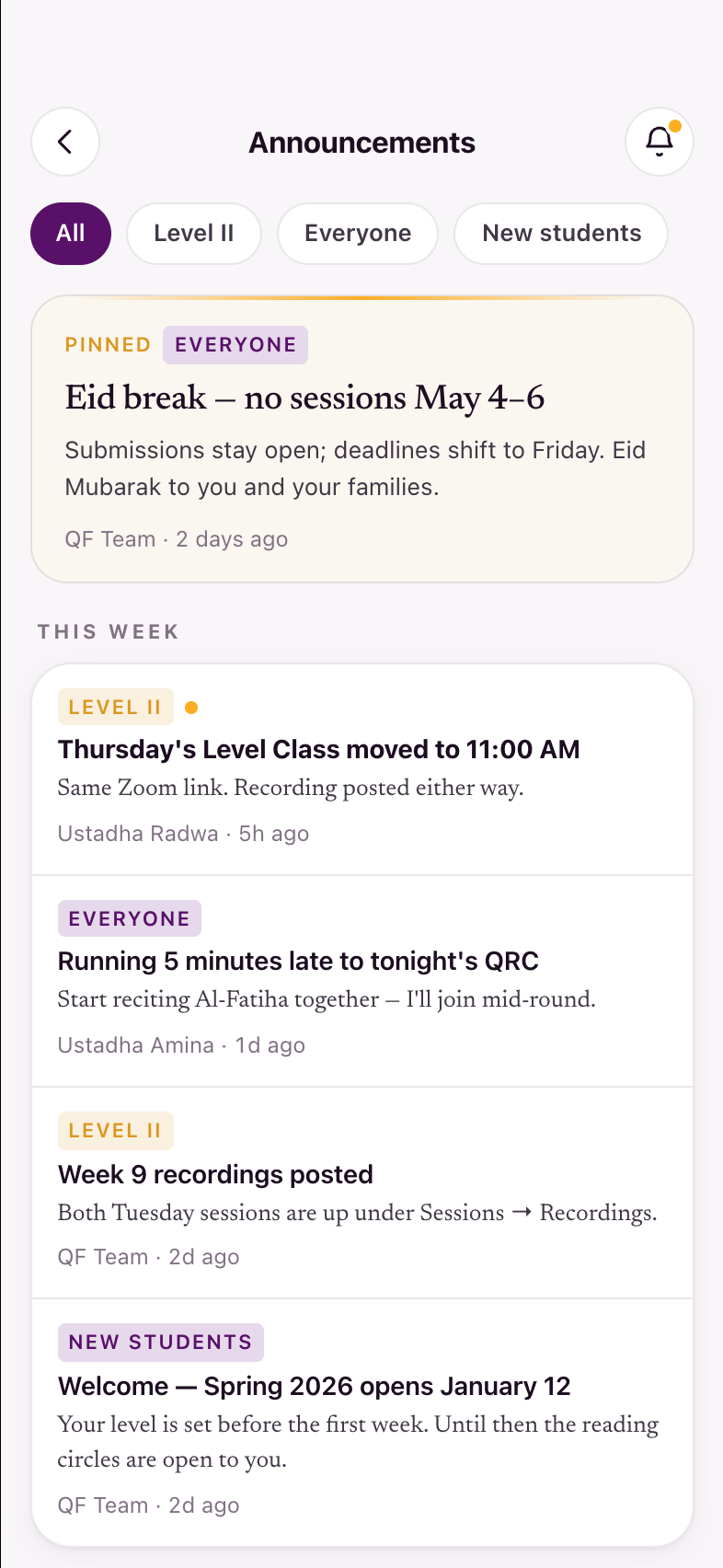 Announcements