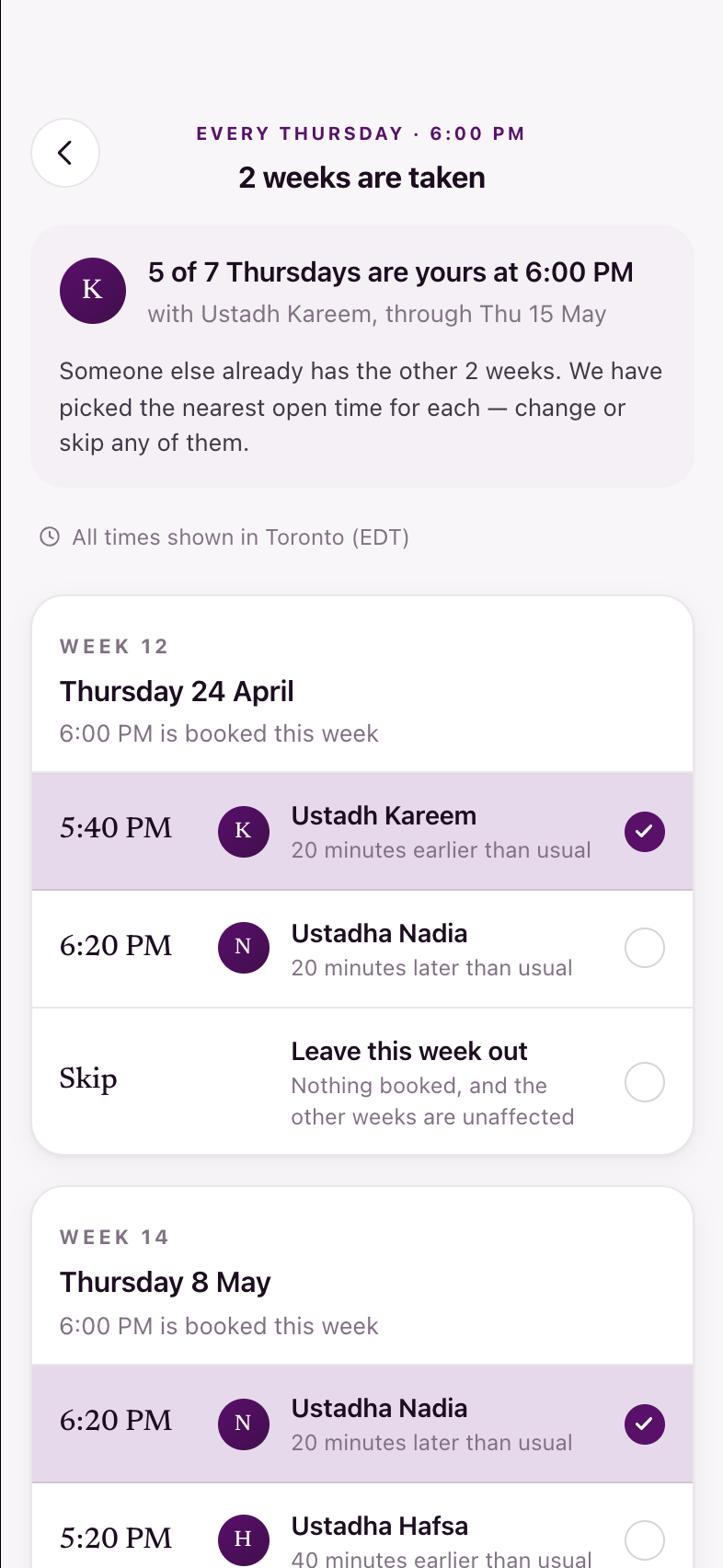 Booking conflict