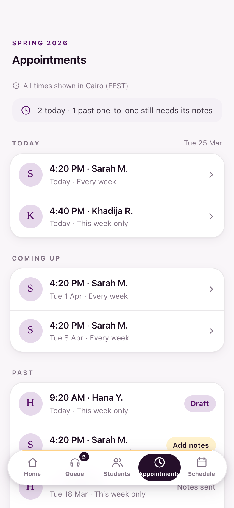 Coach — appointments