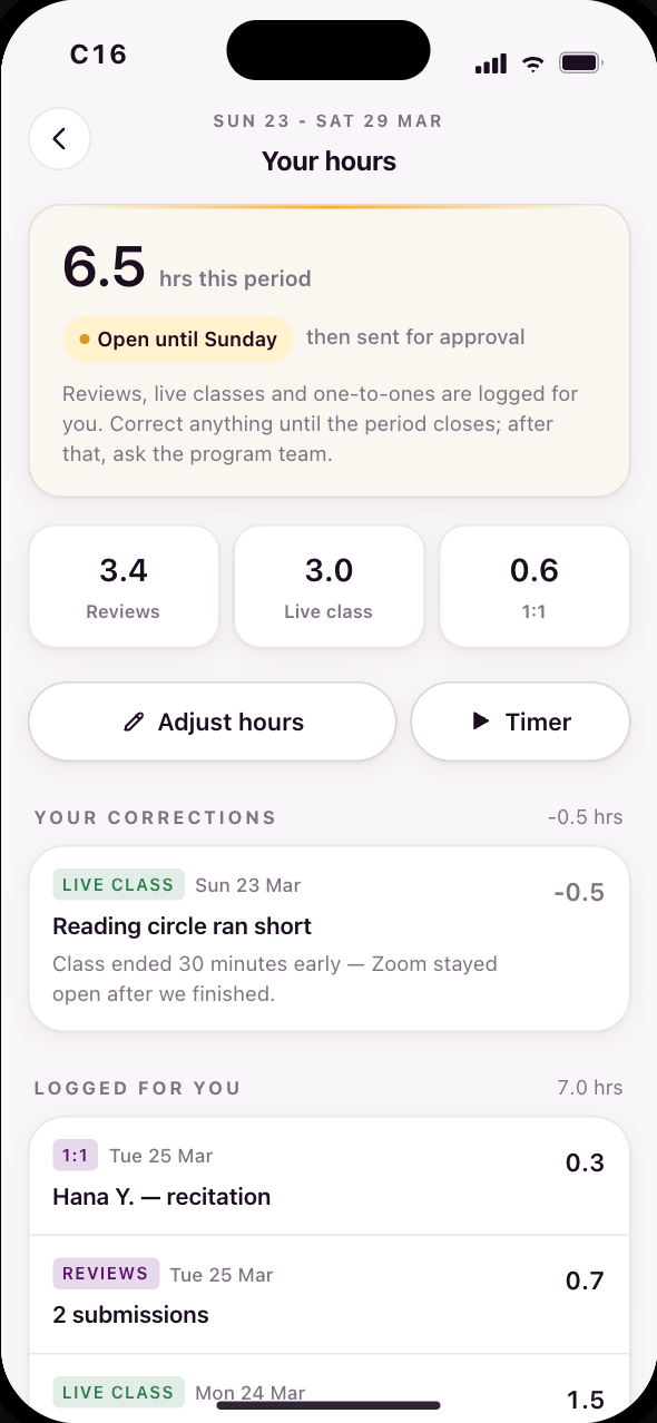 Coach — hours