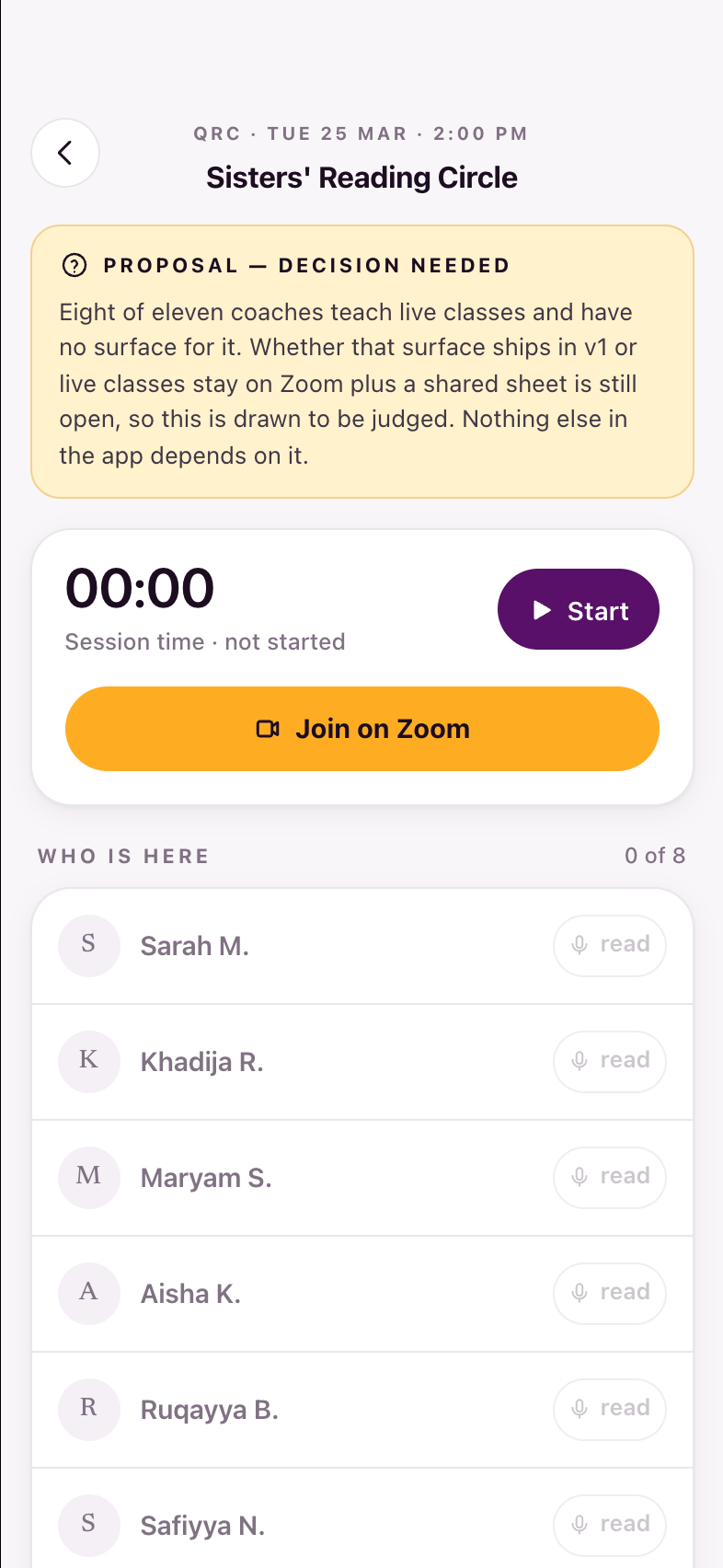 Coach — live class