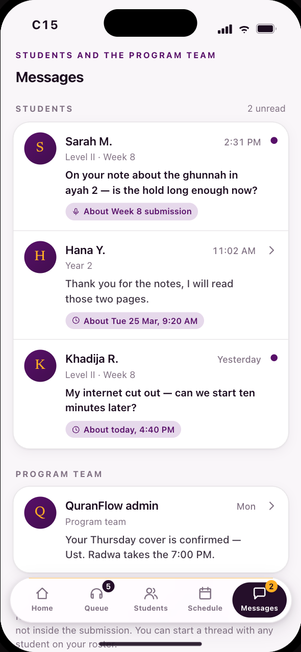 Coach — messages