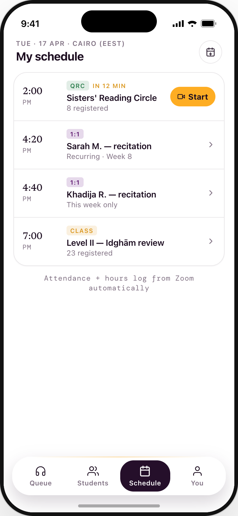 Coach — my schedule