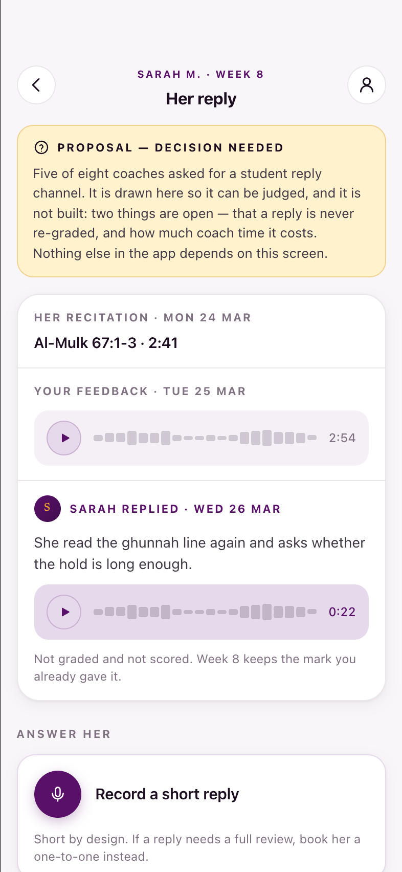 Coach — student reply