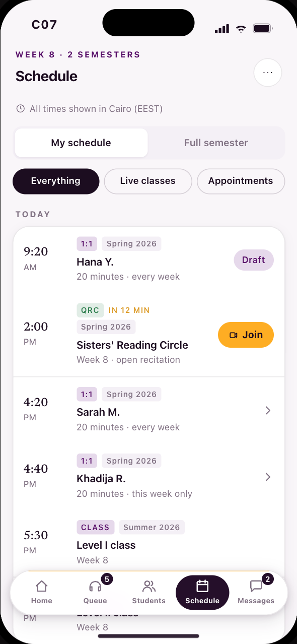 Coach — schedule