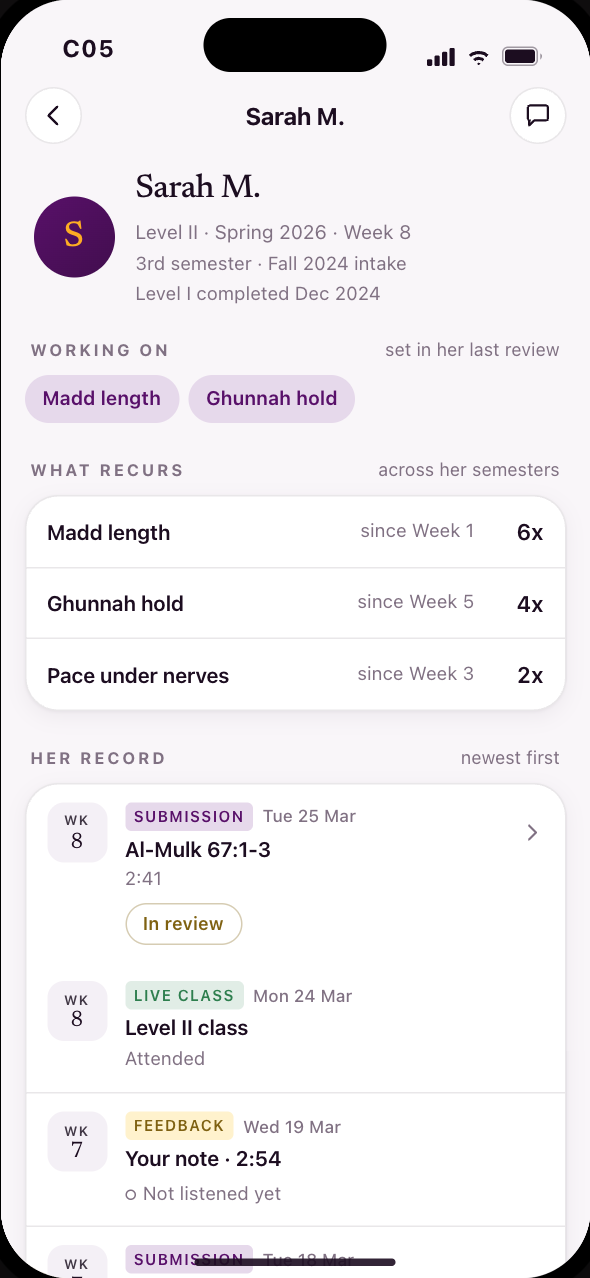 Coach — a student's record