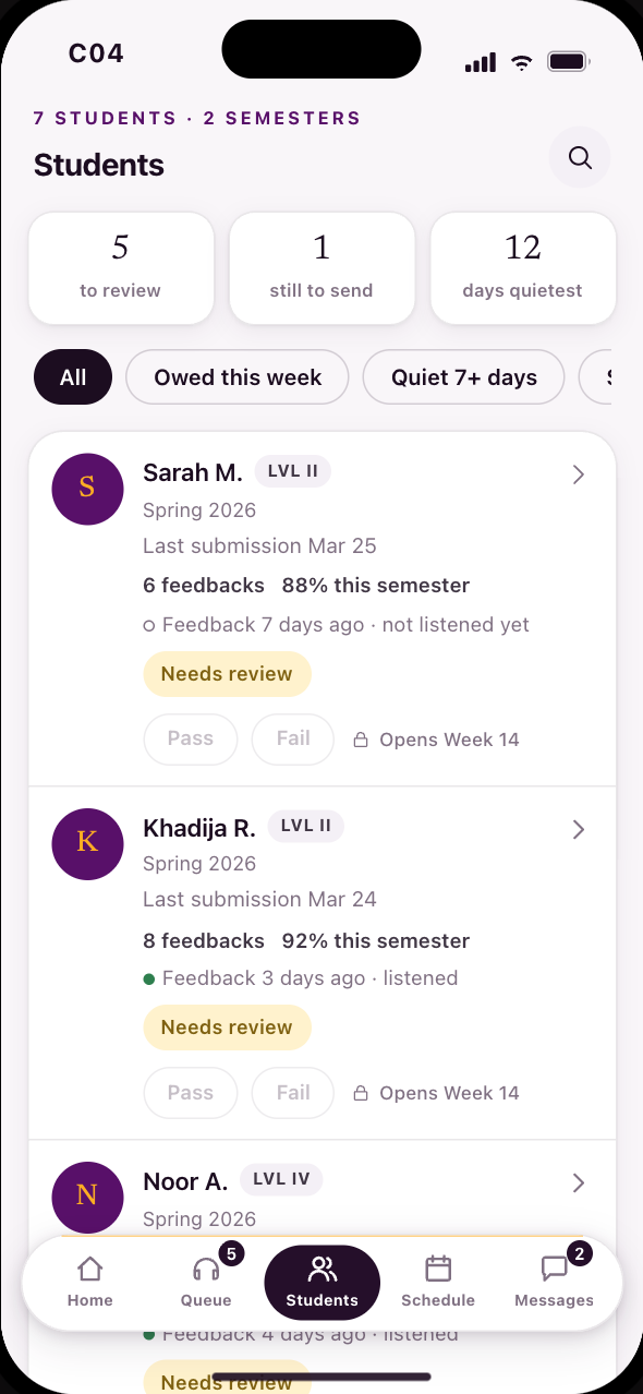 Coach — what she owes this week