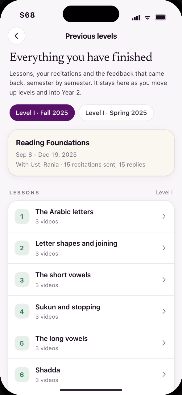 Previous levels